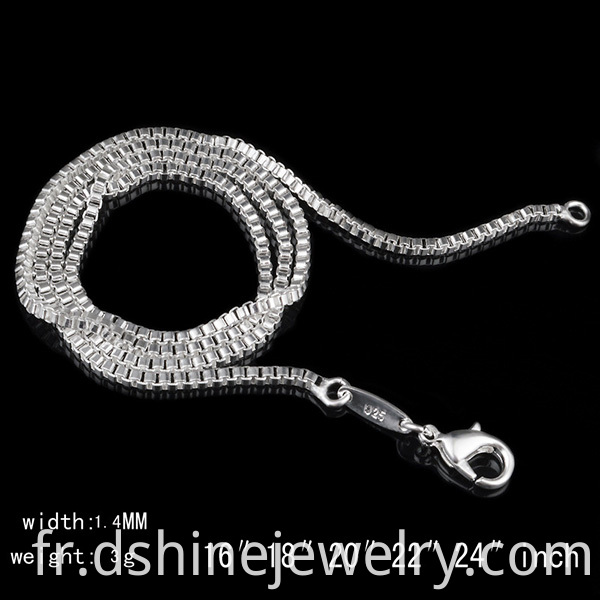 Box Chain Necklace 925 Silver Plating